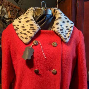 Vintage!  Red Wool Winter Coat - very 50's